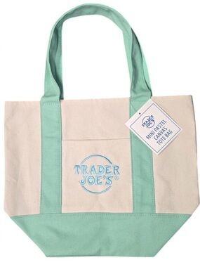 Trader Joe’s Mini Tote Bag - Spring Pastel Canvas Bag - Mint Green